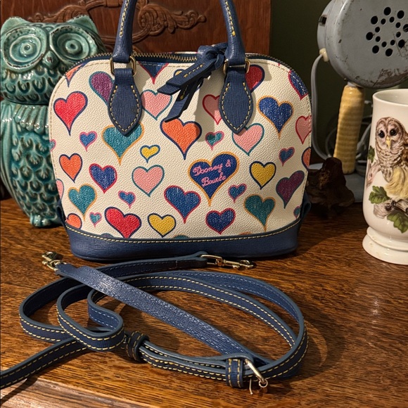 Dooney & Bourke Blue Heart Print Satchel - Picture 2 of 6